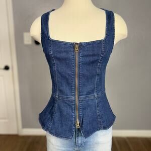 Gap Denim Zip Vest, Dark Wash, 6, 817682
